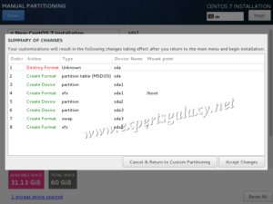 Accept Linux Custom Partioning Changes