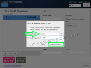 CentOS Boot Partition Mount Point