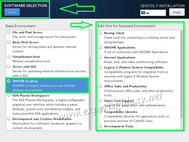 CentOS GNOME Desktop Selection